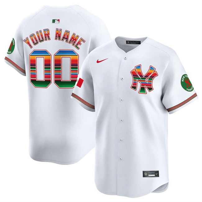 Men's New York Yankees Customized White Mexico Vapor Premier Limited Stitched Baseball Jersey Men's New York Yankees Customized White Mexico Vapor Premier Limited Stitched Baseball Jersey